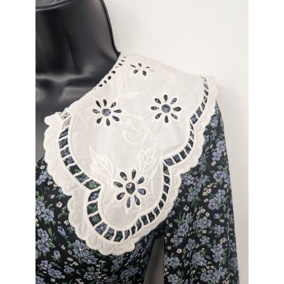 Daisy Street Floral Ditsy Dress Size XS Button Up Prairie Peter Pan Collar Retro - Picture 7 of 13
